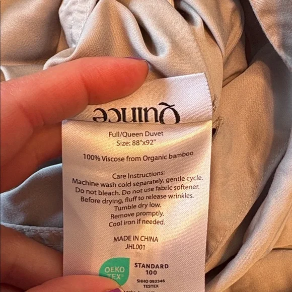 QUINCE Bamboo Duvet Cover Full Queen Light Gray